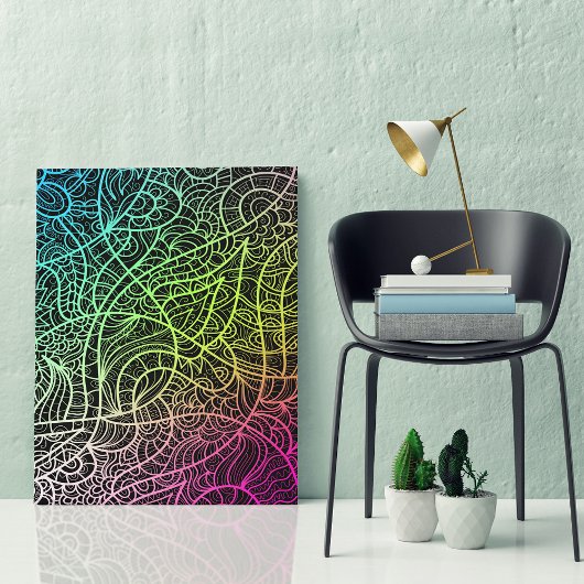 シュールサイケデリックレインボーカラーラインドリームスケープ キャンバスプリント