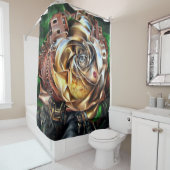 シュールバラ付きスチームパンク顔 – メカニカルフロアー シャワーカーテン (インサイチュ)