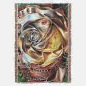 シュールバラ付きスチームパンク顔 – メカニカルフロアー スローブランケット (正面縦)