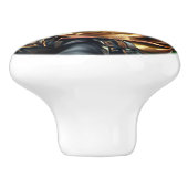 シュールバラ付きスチームパンク顔 – メカニカルフロアー セラミックノブ (側面)