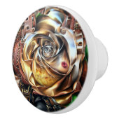 シュールバラ付きスチームパンク顔 – メカニカルフロアー セラミックノブ (右)