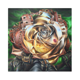 シュールバラ付きスチームパンク顔 – メカニカルフロアー メタルプリント