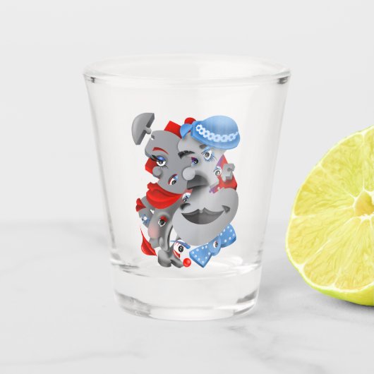 シュールパズル顔ショットグラス ショットグラス (正面)