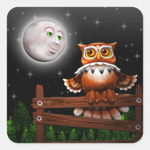 シュールフクロウとムーンスティッカー スクエアシール