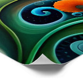 シュールフローラ景観：抽象芸術川と塔 ポスター (角)