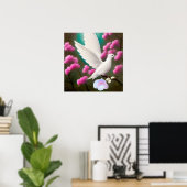 シュールポップ・アートのホワイト鳩 ポスター (ホームオフィス)