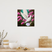 シュールポップ・アートのホワイト鳩 ポスター (キッチン)