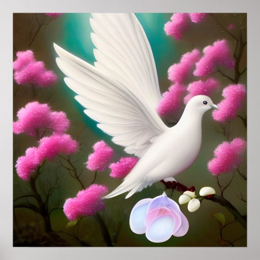 シュールポップ・アートのホワイト鳩 ポスター (正面)