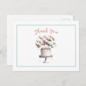 シュールレアリスティックなキュートな風船と誕生日ケーキ ポストカード (正面/裏面)