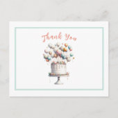 シュールレアリスティックなキュートな風船と誕生日ケーキ ポストカード (正面)