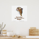 シュールレアリストエッグ、ベーコン&チーズベーグル ポスター (キッチン)