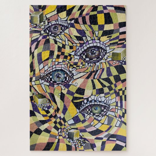 シュールレアリスムのユートピポップ・アートのアンの水彩画 ジグソーパズル (縦)