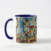 シュールレアリスム・キュビズム風 猫アート マグカップ (左)