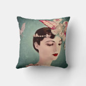 シュールレアルなアールデコの少女と蝶 クッション (裏面)