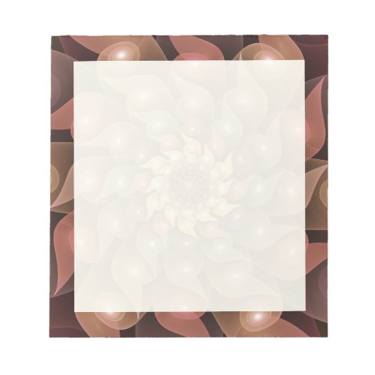 シュールレアルな輝く花のモダン抽象芸術フラクタルアート ノートパッド (正面)