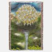 シュールレアルアイズドリームオブダンデリオン抽象芸術アート スローブランケット (正面縦)