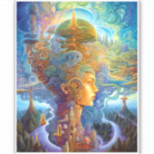 シュールレアルウーマンランドスケープファンタジーアート シール (正面)