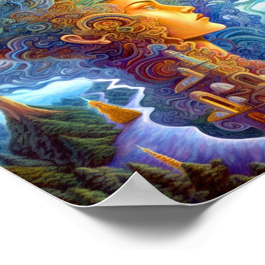 シュールレアルウーマンランドスケープファンタジーアート ポスター (角)