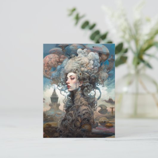シュールレアルウーマンランドスケープファンタジーアート ポストカード (スタンド正面)