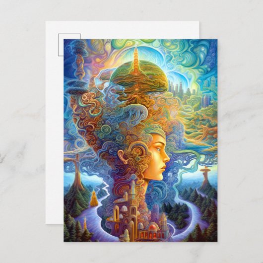 シュールレアルウーマンランドスケープファンタジーアート ポストカード (正面/裏面)