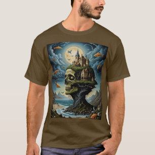 シュールレアルゴシック城スカルTシャツ Tシャツ