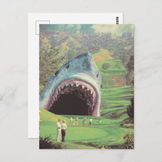 シュールレアルシャークのゴルフコース ポストカード (正面/裏面)