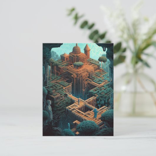 シュールレアルジオグラフィーメイズシティランドスケープファンタジーアート ポストカード (スタンド正面)
