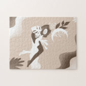 シュールレアルドリーミーウーマンムーン自然トロピカル葉 ジグソーパズル (横)