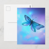シュールレアルブルー&パープルバタフライ ポストカード (正面/裏面)