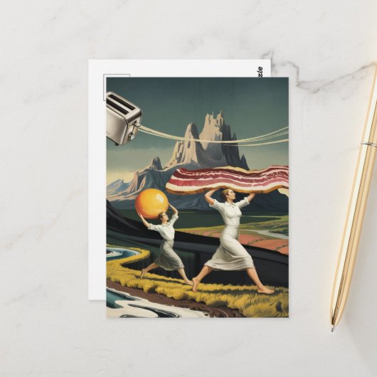 シュールレアルブレックファースト女性 ポストカード (正面/裏面インサイチュ)