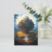 シュールレアルランドスケープアースタワーファンタジーアート ポストカード (スタンド正面)