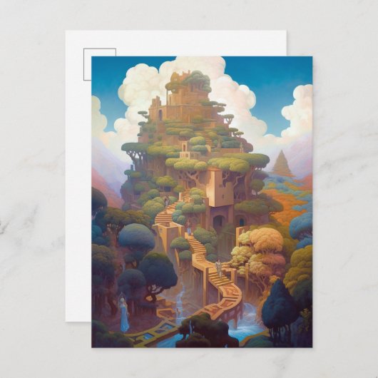 シュールレアルランドスケープ城ファンタジーアート ポストカード (正面/裏面)