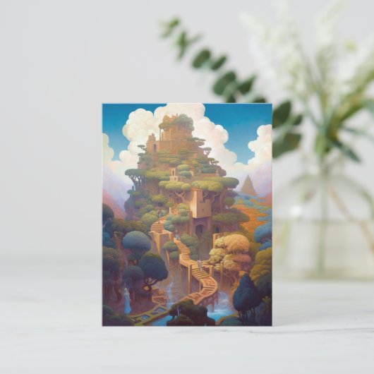 シュールレアルランドスケープ城ファンタジーアート ポストカード (スタンド正面)