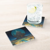 シュールレアルランドスケープ高層シティファンタジーアート ガラスコースター (アングル)