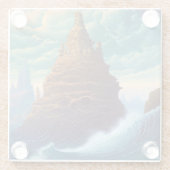 シュールレアルランドスケープ高層シティファンタジーアート ガラスコースター (裏面)