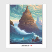 シュールレアルランドスケープ高層シティファンタジーアート シール (シート)