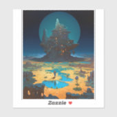 シュールレアルランドスケープ高層シティファンタジーアート シール (シート)