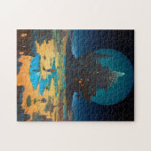 シュールレアルランドスケープ高層シティファンタジーアート ジグソーパズル (横)