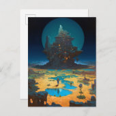 シュールレアルランドスケープ高層シティファンタジーアート ポストカード (正面/裏面)