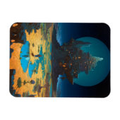 シュールレアルランドスケープ高層シティファンタジーアート マグネット (横)