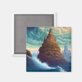 シュールレアルランドスケープ高層シティファンタジーアート マグネット (正面/裏面)