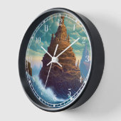 シュールレアルランドスケープ高層シティファンタジーアート 壁時計 (傾斜)