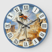 シュールレアルヴァイオリン音楽ファインアート ラウンド壁時計 (正面)