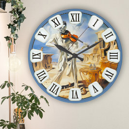 シュールレアルヴァイオリン音楽ファインアート ラウンド壁時計