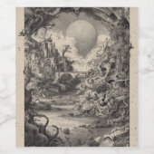 シュールレアル・シティとムーンライト川のアートワーク ワインラベル (シングルラベル)