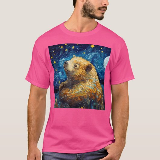 シュールレアル・スターリー・ナイト・ウォンバット Tシャツ (正面)