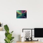 シュールレアル・セレニティ：イーサリア湖の反射 ポスター (ホームオフィス)