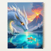 シュールレアル・ホワイト・ドラゴンと金ゴールド・フィッパーソナライズされたク プランナー手帳 (裏面)