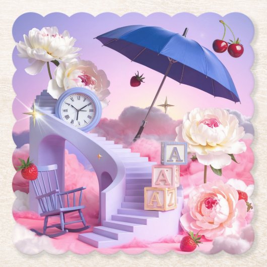 シュールレアル・ホワイト・ペニーズドリーミー・コースター ペーパーコースター (正面)