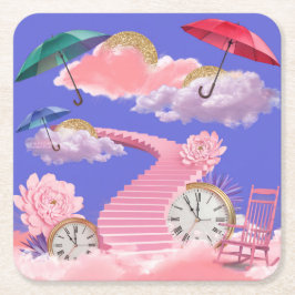 シュール夢想風景コースターセット スクエアペーパーコースター